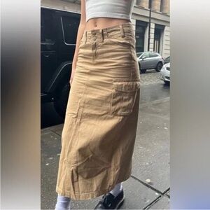 John Galt Tan Beverly Cargo Skirt Midi